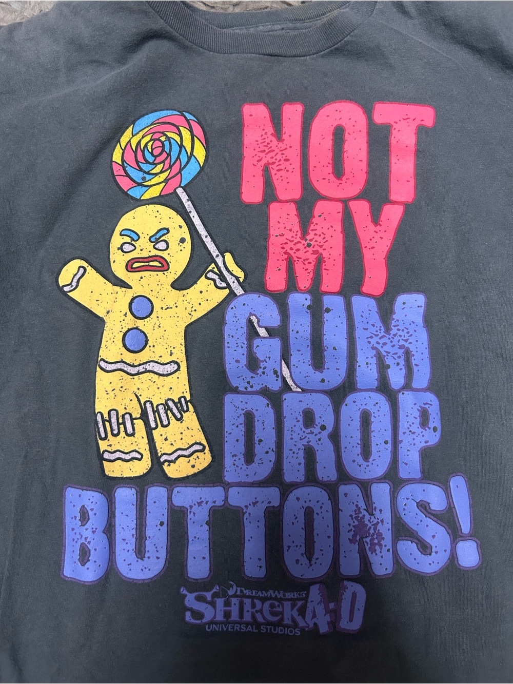 Universal Black Shrek 'Not My Gum Drop Buttons' Tee with Colorful Graphic S - Picture 3 of 4